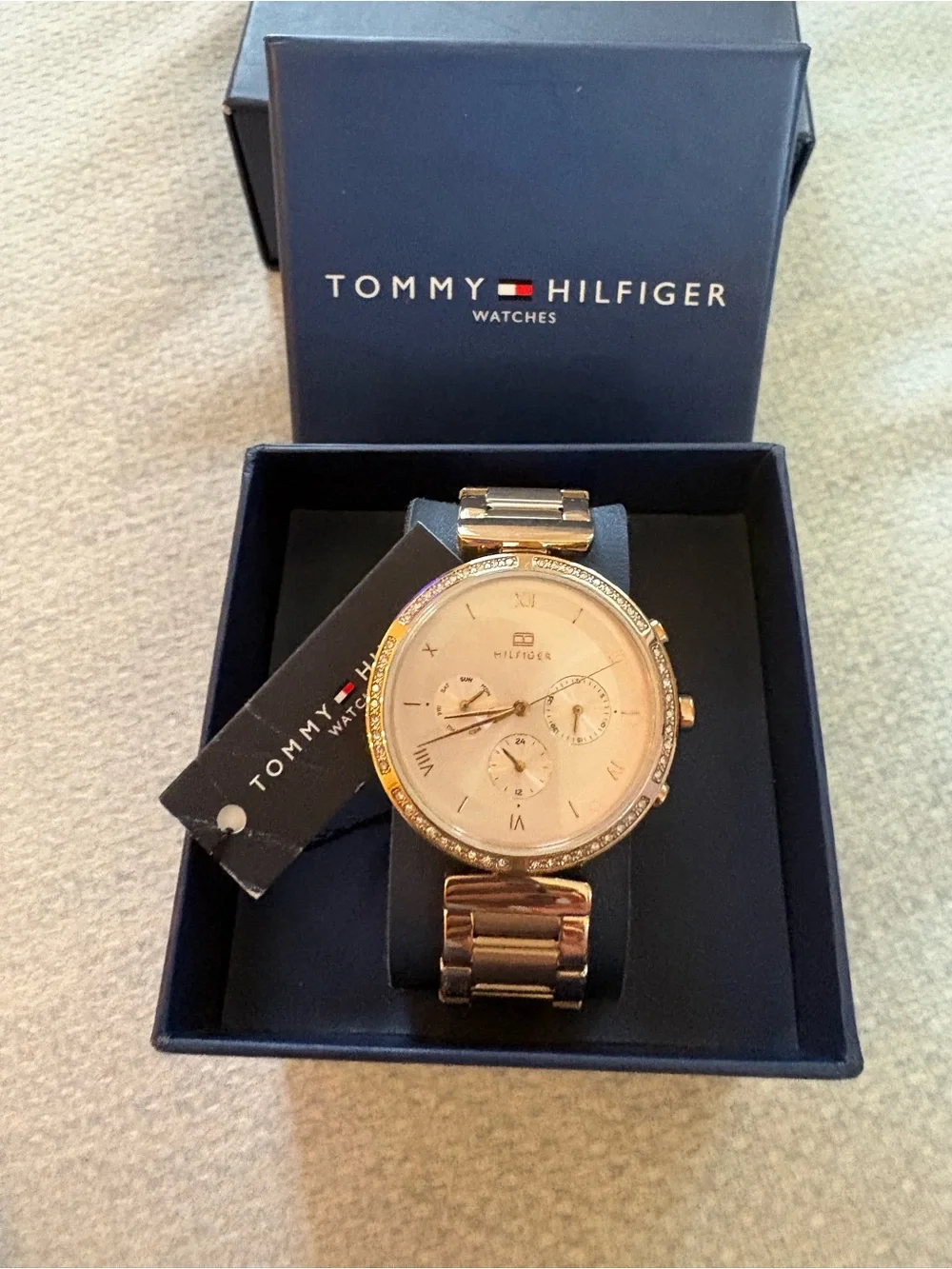 Tommy Hilfiger Rose Gold Crystal Bezel Bracelet Watch